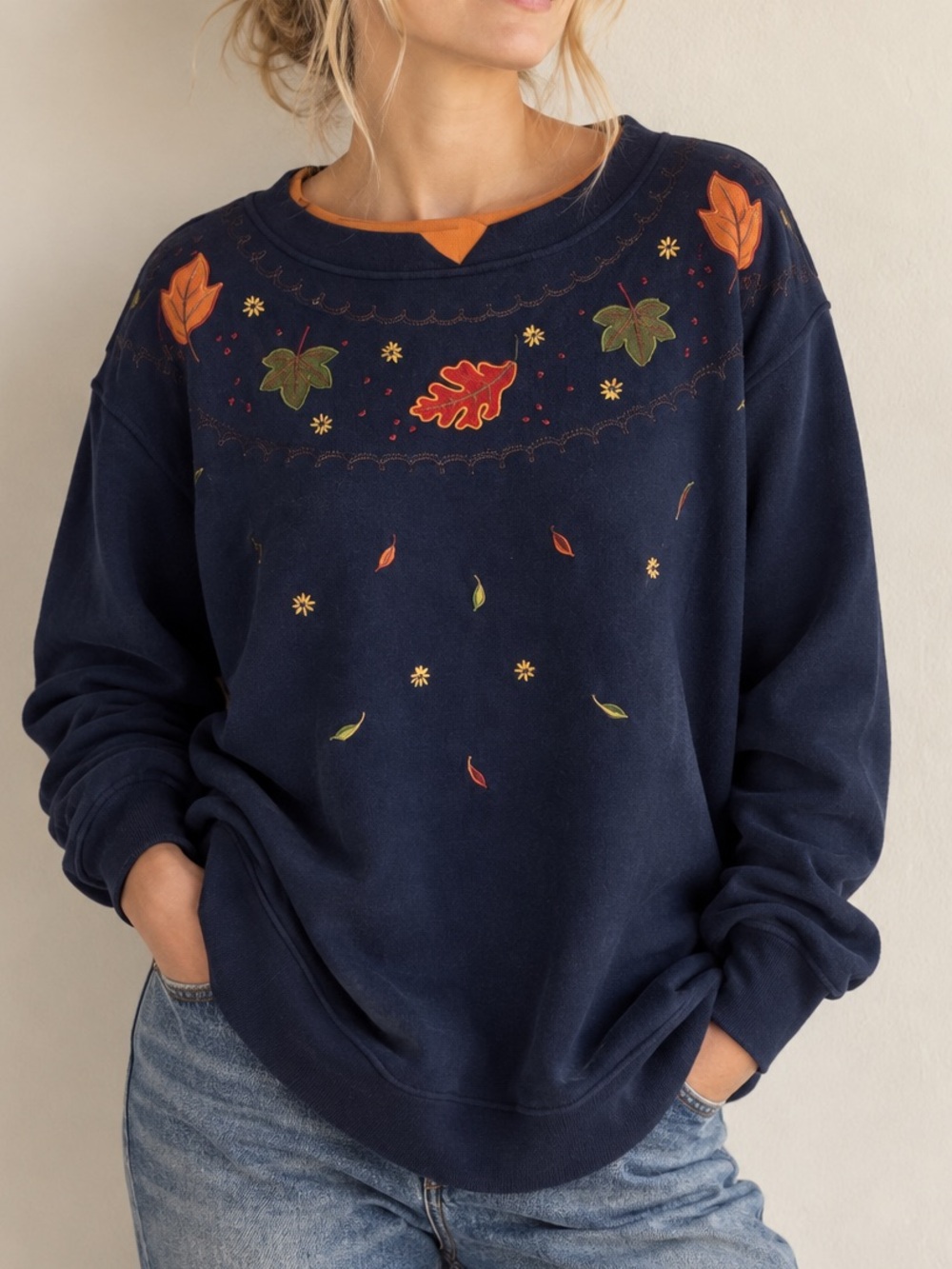 Vintage 1990’s Shenanigans Fall Autumn Leaf Granny Sweatshirt Size 1X